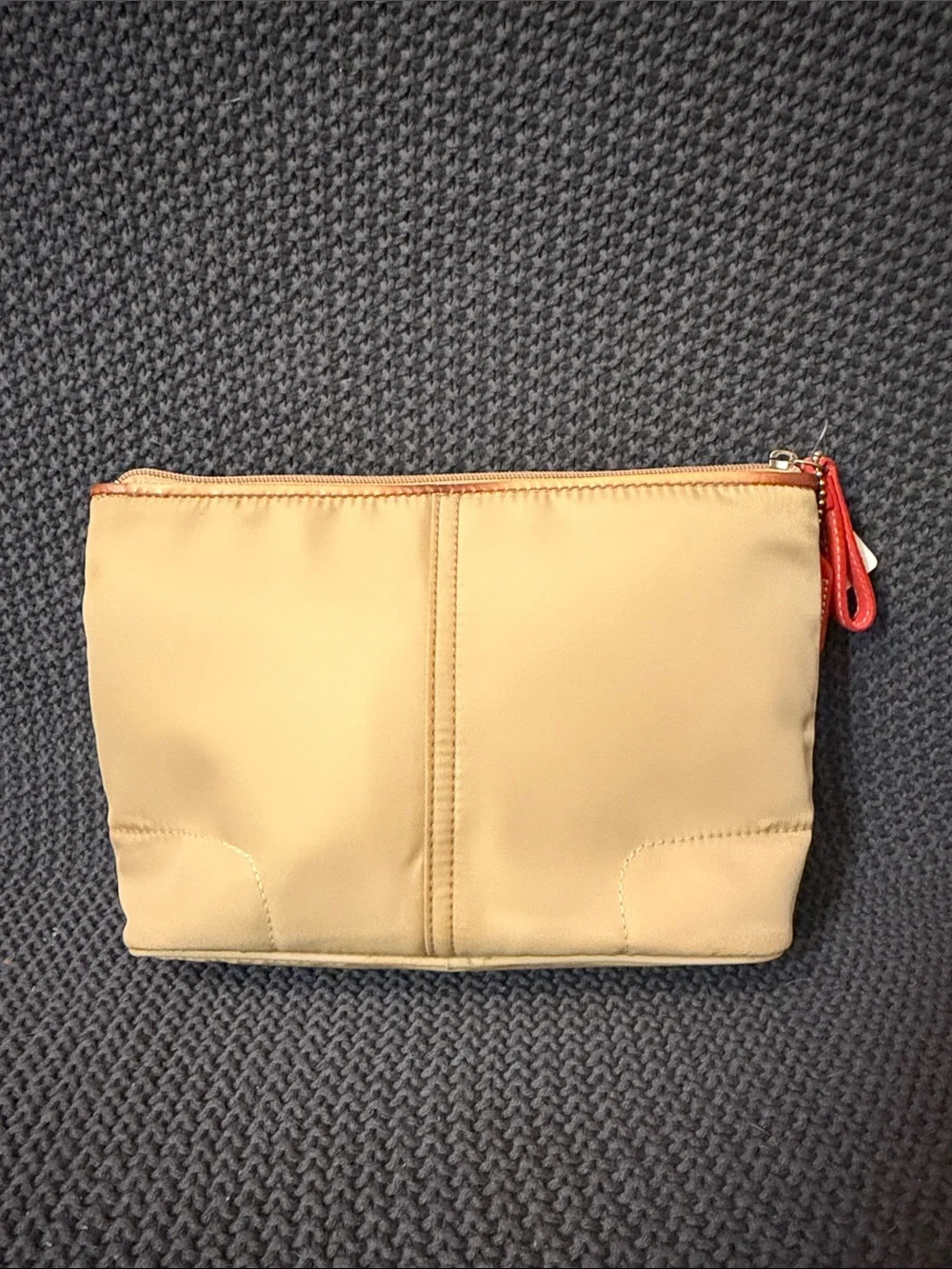 Coach Beige Cosmetic Pouch with Red Accent
